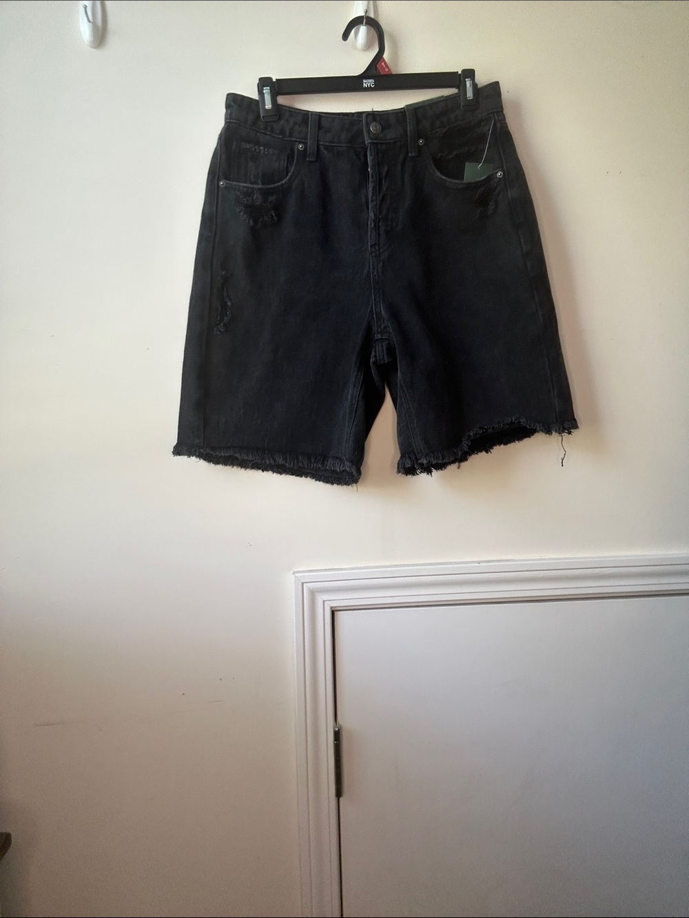 wild fable Black Raw-Hem Distressed Denim Shorts